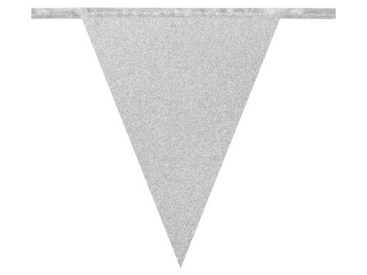 Ασημένια Γκλιτεράτι Γιρλάντα με Σημαιάκια (6μ)