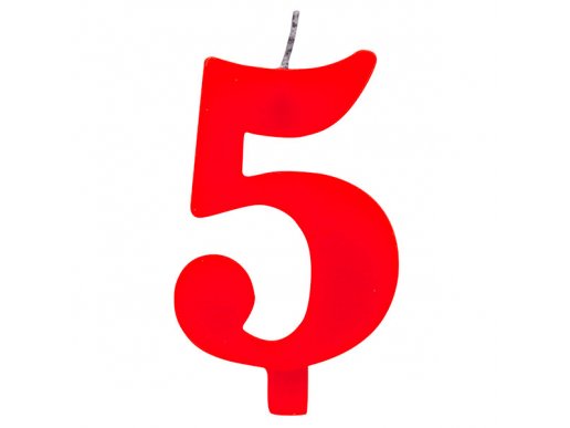 5 Number Five Red Cake Candle