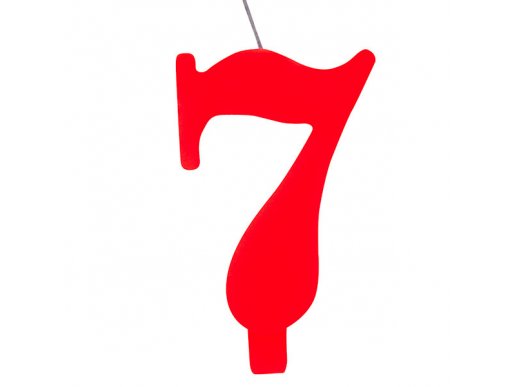 7 Number Seven Red Cake Candle