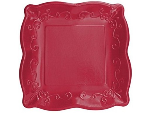 Elise Dark Red with Embossed Design Large Paper Plates 8/pcs