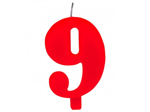 Red Number 9 Cake Candle