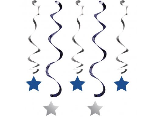Twinkle Little Star Blue Hanging Swirl Decoration 5/pcs