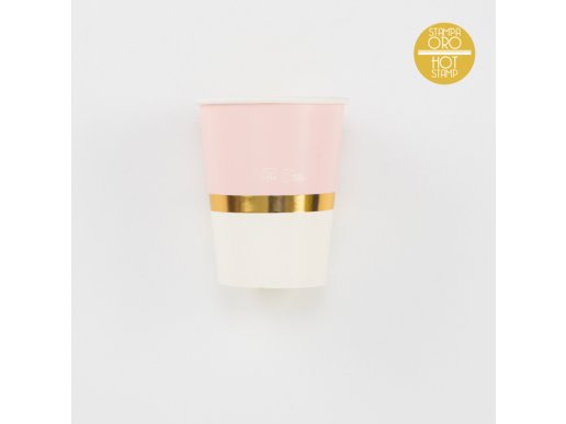 Chic Pink & Gold Paper Cups (8pcs)