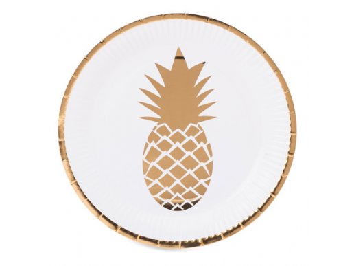 Gold Pineapple Paper Plates (8pcs)