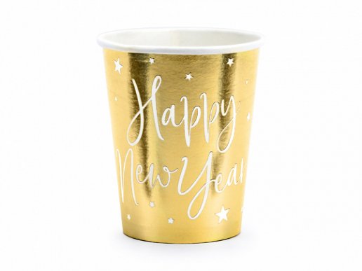 Happy New Year Gold Paper Cups (6pcs)