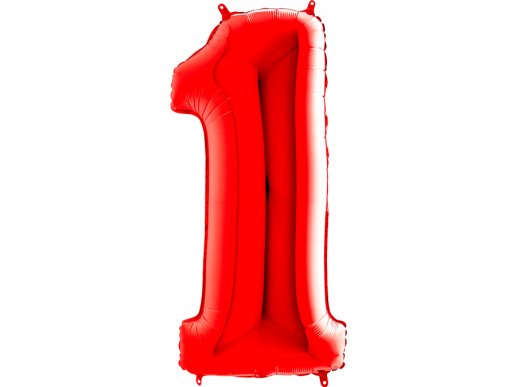 Κόκκινο Μπαλόνι Supershape Αριθμός-Νούμερο 1 (100εκ)