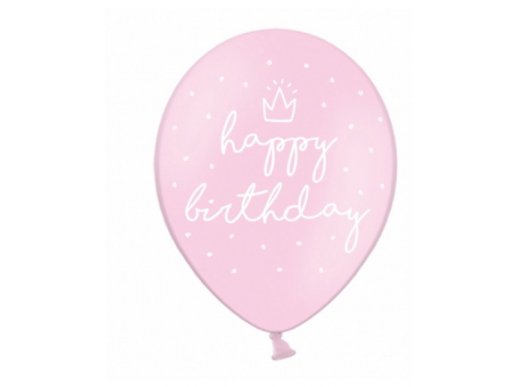 Happy Birthday Pink Latex Balloons (6pcs)