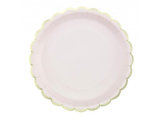 Pink Large Paper Plates with Gold Foiled Edge (8pcs)