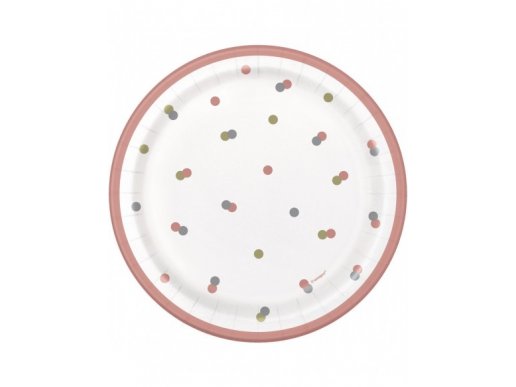 Rose Gold Dots Small Paper Plates (8pcs)
