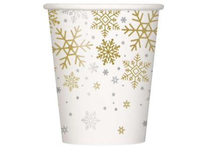 Gold and Silver Snowflakes Paper Cups (8pcs)