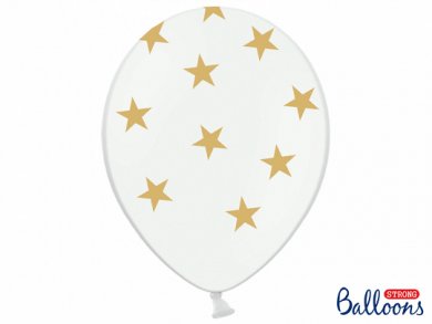 White Latex Balloons With Stars (6pcs)