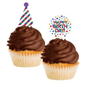 Cupcake Toppers Rainbow Birthday (12pcs)