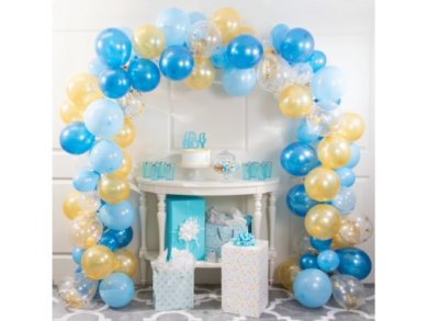 Pale Blue and Gold Color Latex Balloon Garland - Arch (4,80m)