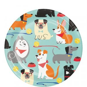 Dog Party Small Paper Plates (8pcs)