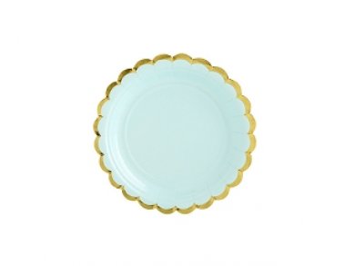 Mint Small Paper Plates with Gold Edge (6pcs)