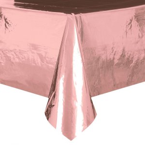 Μεταλλικό Ροζ Χρυσό Πλαστικό Τραπεζομάντηλο (137εκ x 274εκ)