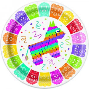 Mexican Pinata Fiesta Μεγάλα Χάρτινα Πιάτα (8τμχ)