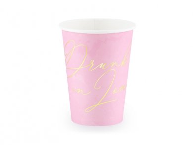 Pink Large Paper Cups with Gold Foiled Drunk in Love 6/pcs