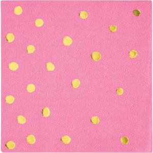 Pink gold foiled dots beverage napkins 16/pcs