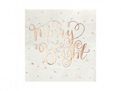 Rose Gold Merry and Bright White Luncheon Napkins (20pcs)