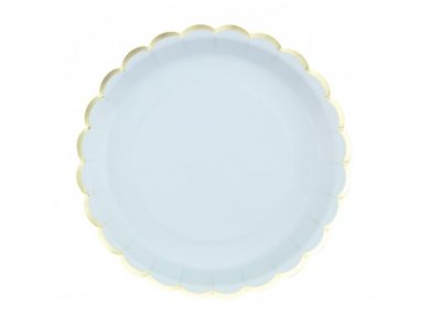 Γαλάζια Μεγάλα Χάρτινα Πιάτα με Χρυσό Περίγραμμα (8τμχ)
