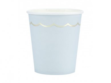 Pale Blue Paper Cups with Gold Foiled Detail (8pcs)