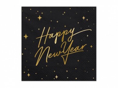 Happy New Year Black Luncheon Napkins with Gold Foiled Print (20pcs)