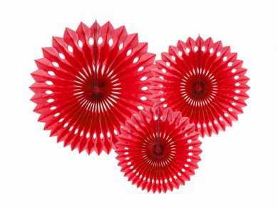 Red Decorative Paper Fans (3pcs)