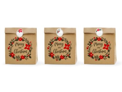 Merry Little Christmas Large Favor Paper Bags (3pcs)