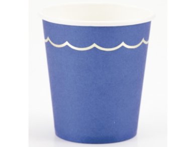Blue Paper Cups with Gold Foiled Edging (8pcs)