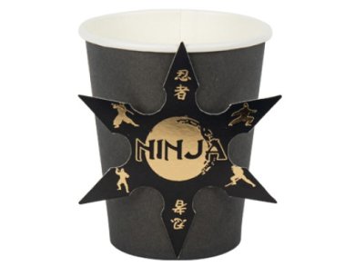 Ninja Black Paper Cups with The Shiruken (8pcs)