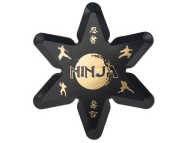 Ninja Black Shiruken Shaped Small Paper Plates (8pcs)