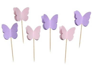 Butterflies Pink and Lilac Decorative Picks (6pcs)