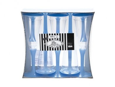 Ποτήρια Πλαστικά Σαμπάνιας Διάφανα με Γαλάζια Βάση (10τμχ)