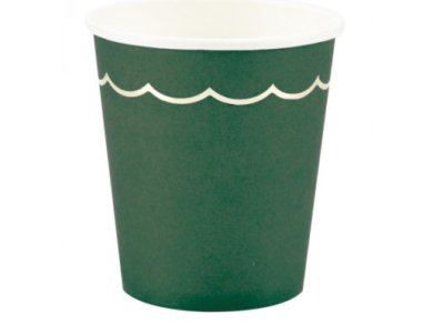 Green Paper Cups with Gold Foiled Detail (8pcs)