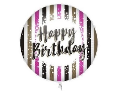 Stripes Happy Birthday Foil Balloon (46cm)