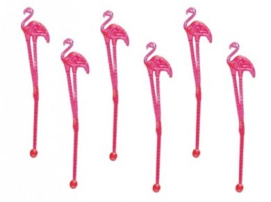 Pink Flamingos Cocktail Stirrers (12pcs)