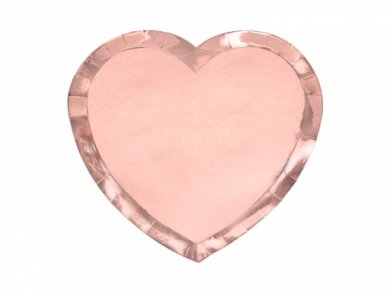 Ροζ Χρυσή Καρδιά Πιάτα Χάρτινα με Σχήμα (6τμχ)