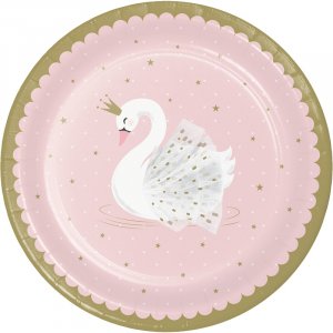 Stylish Swan Large Paper Plates (8pcs)