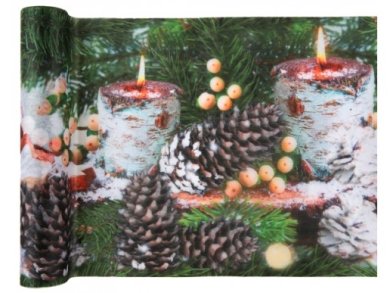 Christmas Candles Table Runner (5m)