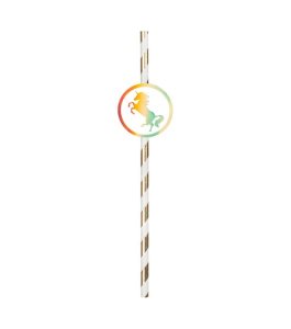 Gold Paper Straws with the Gold Iridescent Unicorn (6pcs)